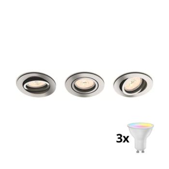 Philips 50393/11/PN - 3x LED RGBW dimmelhető beépíthető mennyezeti lámpa 1xGU10/4,8W/230V króm + távirányító P1936+3xAI2362 kép