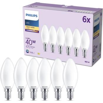 Philips Classic B35, E14, 40 W, meleg fehér, tejfehér, 6 darab kép