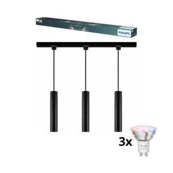 Philips - Dimmelhető LED függőlámpa kábelen EASYLINK sínes rendszerhez 3xGU10/4,7W/230V 1m fekete P7614+3xP7029 kép