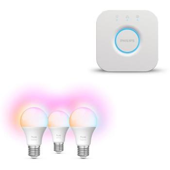Philips Hue Bridge 2.0 + Philips Hue Essential White and Color Ambiance 8 W, E27, 3 db kép