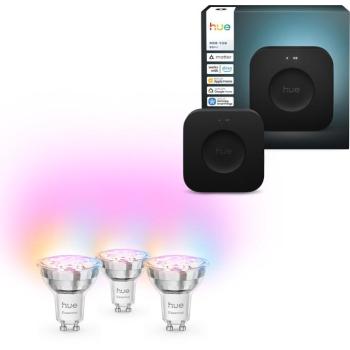 Philips Hue Bridge Pro + Philips Hue Essential White and Color Ambiance 4,7 W, GU10, 3 db kép