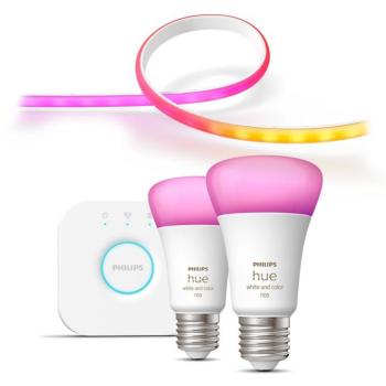 Philips Hue Gradient Lightstrip + White and Color Ambiance 9W 1100 E27 starter kit kép