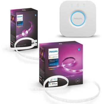 Philips Hue Lightstrip Plus V4 EMEA 2 m base kit, EMEA 1 m ext, HUE Bridge EU kép