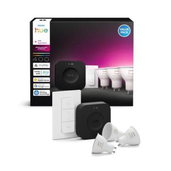Philips Hue WACA kezdőkészlet 3xGU10/4,2W 2000-6500K+Hue Bridge és dimmer kapcsoló 8720169374546 kép