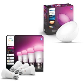 Philips Hue White and Color Ambiance 6W 810 E27 4db + Hue GO v2 kép