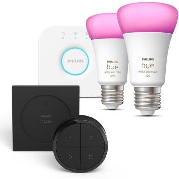 Philips Hue White and Color Ambiance 9 W 1100 E27 starter kit + Hue Tap Dial Switch Black kép