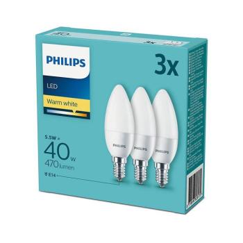 KÉSZLET 3x LED Izzó Philips E14/5,5W/230V 2700K 8718696828175 kép