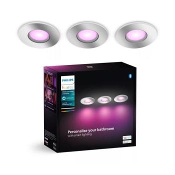 Philips-KÉSZLET 3x LED RGBW Dimmelhető fürdőszobai beépíthető lámpa Hue XAMENTO 1xGU10/4,2W IP44 8720169321014 kép