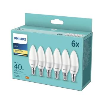 KÉSZLET 6xLED Izzó Philips B35 E14/5W/230V 2700K 8719514313446 kép