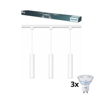 Philips - LED dimmelhető függeszték kábelen, EASYLINK sínrendszerben 3xGU10/6,2W/230V 1 m fehér P7615+3xP4914 kép