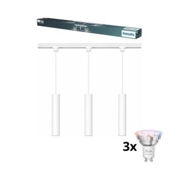 Philips - LED dimmelhető függeszték kábelen, EASYLINK sínrendszerhez 3xGU10/4,7W/230V 1m fehér P7615+3xP7029 kép