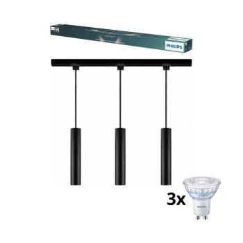 Philips-LED dimmelhető kábeles csillár EASYLINK sínes rendszerhez 3xGU10/6,2W/230V 1 m fekete P7614+3xP4914 kép