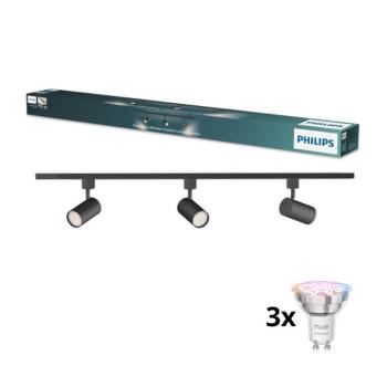 Philips - LED dimmelhető sínes spotlámpa EASYLINK 3xGU10/4,7W/230V 1m fekete P7613+3xP7029 kép