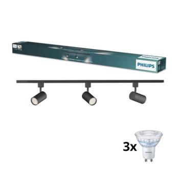 Philips - LED dimmelhető spotlámpa EASYLINK sínes rendszerhez 3xGU10/6,2W/230V 1m fekete P7613+3xP4914 kép