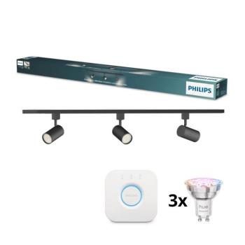 Philips - LED fényerőszabályozható spot sínes EASYLINK HUE rendszerhez 3xGU10/4,7W/230V + Hue bridge P7613+3xP7029+P1408 kép