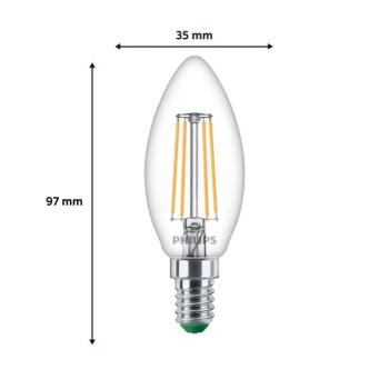 Philips LED izzó E14 B35 2,3W 485lm 2700K izzószál 3 db-os csomag kép