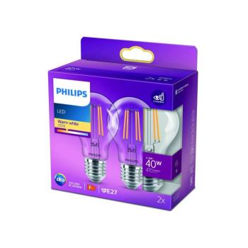 Philips LED lámpa E27 4,3W 2 700K izzószál 2db-os kép