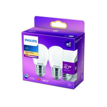 Philips LED lámpa E27 P45 4,3W 2700K opál 2db kép