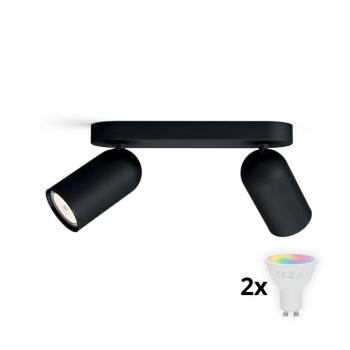 Philips - LED RGBW dimmelhető spotlámpa PONGEE 2xGU10/4,8W/230V fekete + távirányító P2053+2xAI2362 kép