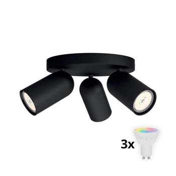 Philips - LED RGBW dimmelhető spotlámpa PONGEE 3xGU10/4,8W/230V fekete +távirányító P2054+3xAI2362 kép