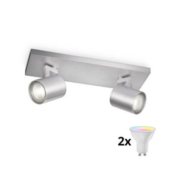 Philips - LED RGBW Dimmelhető spotlámpa RUNNER 2xGU10/6,5W/230V matt króm P2332+2xAI0589 kép