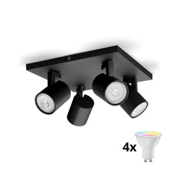 Philips - LED RGBW dimmelhető spotlámpa RUNNER 4xGU10/6,5W/230V fekete P5854+4xAI0589 kép