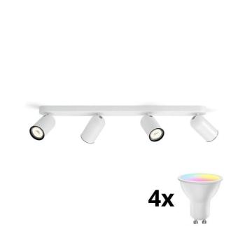 Philips - LED RGBW fényerőszabályozható spotlámpa 4xGU10/4,8W/230V3000K fehér + távirányító P2051+4xAI2362 kép