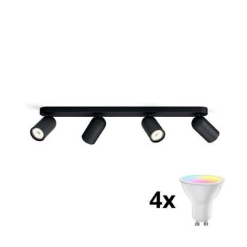 Philips - LED RGBW fényerőszabályozható spotlámpa 4xGU10/4,8W/230V3000K fekete + távirányító P2055+4xAI2362 kép