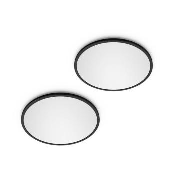 Philips LED SuperSlim 2 darabos szett, fekete, IP44, Ø 30 cm, 2700 K kép