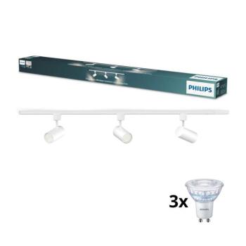 Philips - LED szabályozható sínes spotlámpa EASYLINK 3xGU10/6,2W/230V 1m fehér P7612+3xP4914 kép