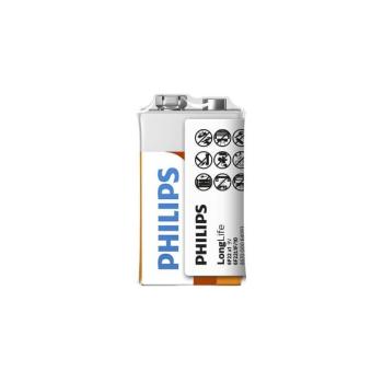 Philips 6F22L1F/10 - 9V 150mAh LONGLIFE cink-klorid elem Phil-6F22L1F/10