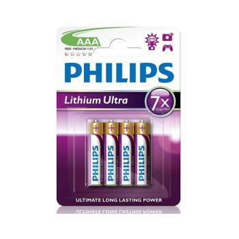 Philips FR03LB4A/10 - 4 db lítium elem AAA LITHIUM ULTRA 1,5V 800mAh Phil-FR03LB4A/10 kép