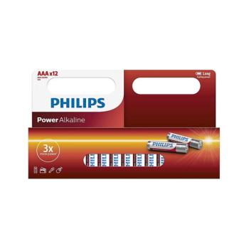 Philips LR03P12W/10 - 12 db alkáli elem AAA POWER ALKALINE 1,5V 1150mAh Phil-LR03P12W/10 kép