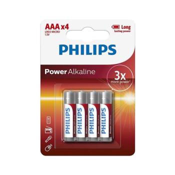 Philips LR03P4B/10 - 4 db alkáli elem AAA POWER ALKALINE 1,5V 1150mAh Phil-LR03P4B/10 kép