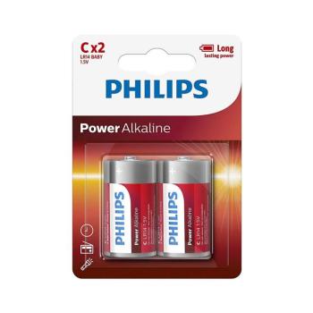 Philips LR14P2B/10 - 2 db alkáli elem C POWER ALKALINE 1,5V 7200mAh Phil-LR14P2B/10 kép