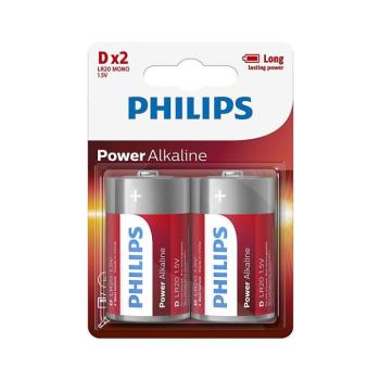 Philips LR20P2B/10 - 2 db alkáli elem D POWER ALKALINE 1,5V 14500mAh Phil-LR20P2B/10 kép