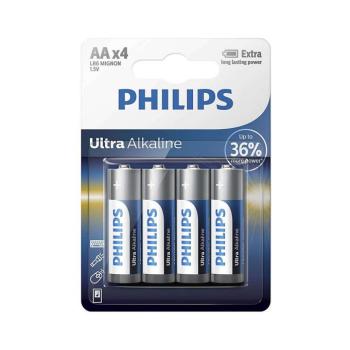 Philips LR6E4B/10 - 4 db alkáli elem AA ULTRA ALKALINE 1,5V 2800mAh Phil-LR6E4B/10 kép