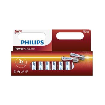 Philips LR6P12W/10 - 12 db alkáli elem AA POWER ALKALINE 1,5V 2600mAh Phil-LR6P12W/10 kép