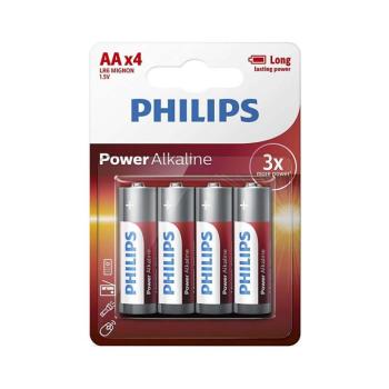Philips LR6P4B/10 - 4 db AA POWER ALKALINE 1,5V 2600mAh alkáli elem Phil-LR6P4B/10 kép