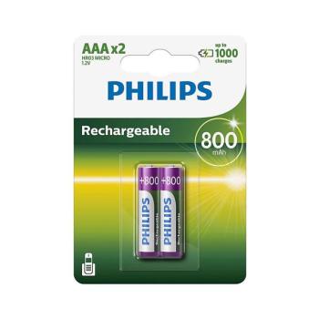 Philips R03B2A80/10 - 2 db töltehető elem AAA MULTILIFE NiMH/1,2V/800 mAh Phil-R03B2A80/10 kép