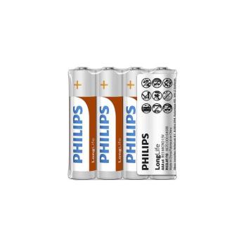 Philips R03L4F/10 - 4 db AAA Zn-klorid elem LONGLIFE 1,5V 450mAh Phil-R03L4F/10 kép