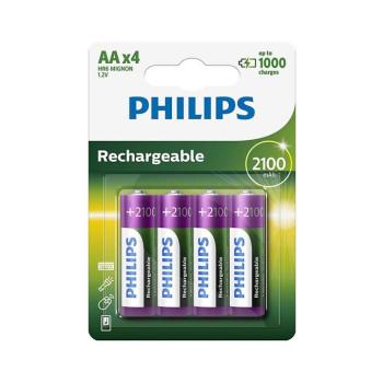 Philips R6B4A210/10 - 4 db AA MULTILIFE NiMH újratölthető akkumulátor 1,2V/2100 Phil-R6B4A210/10 kép