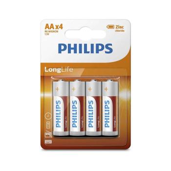 Philips R6L4B/10 - 4 db AA Zn-klorid elem LONGLIFE 1,5V 900mAh Phil-R6L4B/10 kép