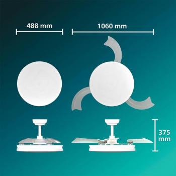 Philips Solr LED mennyezeti ventilátor, fehér, egyenáramú, csendes, CCT kép
