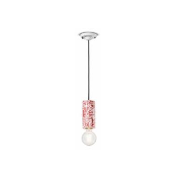 PI függőlámpa, virágmintás, Ø 8 cm piros/fehér, piros/fehér kép