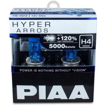 PIAA Hyper Arros 5000K H4 + 120% ragyogó fehér fény, 5000K színhőmérséklet, 2 db kép
