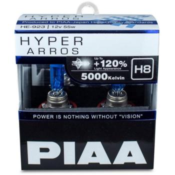 PIAA Hyper Arros 5000K H8 + 120% ragyogó fehér fény, 5000K színhőmérséklet, 2 db kép