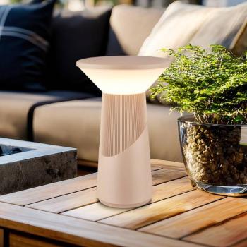 Pilia LED tölthető asztali világítás, bézs, magasság 24 cm, IP44 kép