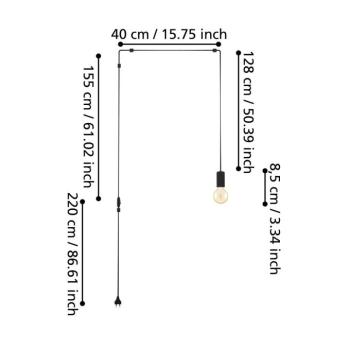 Pinetina függőlámpa, 40 cm-es kiugrás, fekete, dugó, dugóhúzó kép