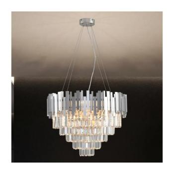 PLAZA kábeles kristálycsillár 9×E14/40W/230V Ø 60 cm ezüstszínű N2212